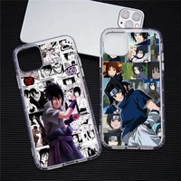 anime naruto uchiha sasuke phone case transparent for iphone 13 12 11 pro max mini xs max 8 7 plus x se 2020 xr cover