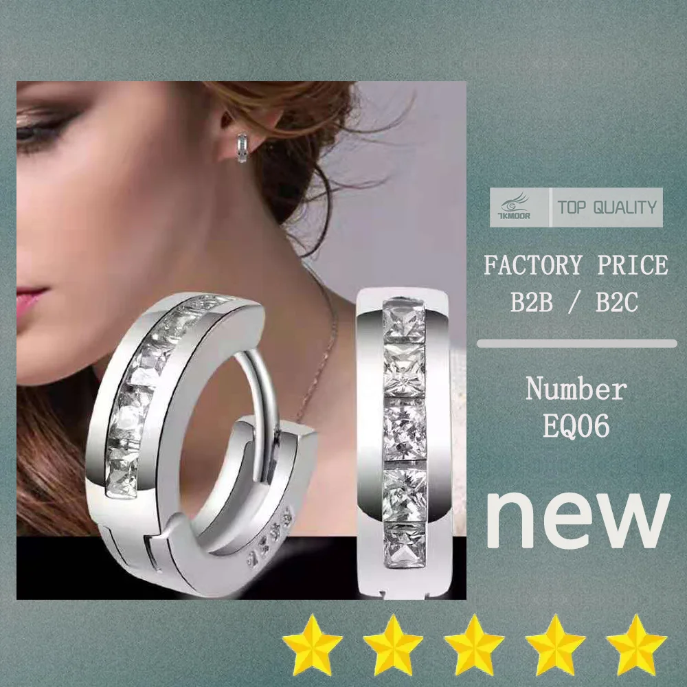 

Square Cubic Zircon Gemstone Hoop Earrings For Women Silver color Engagement Round Earrings Fine Jewelry