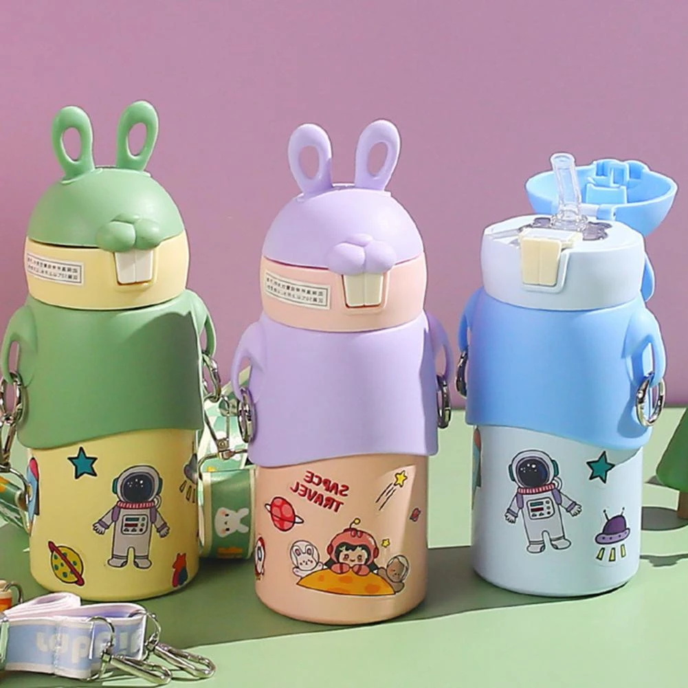 

Garrafa Térmica Infantil 500ml Coelho Alça Adesivos Criança