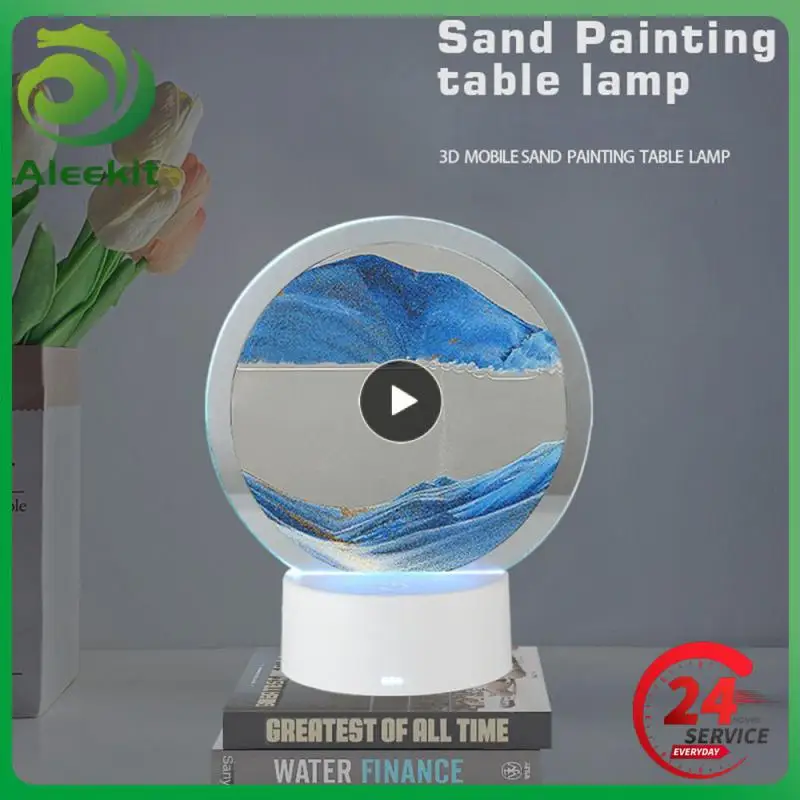 

Intelligent Hourglass Moving Sand Art Night Lights Creative Visual Design Table Lamp Flowing Patterns 3d Effect Festival Gifts