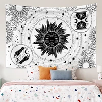 white and black sun and moon tapestry psychedelic mandala wall hanging macrame bohemia hippie room decor yoga mat bedroom sheet