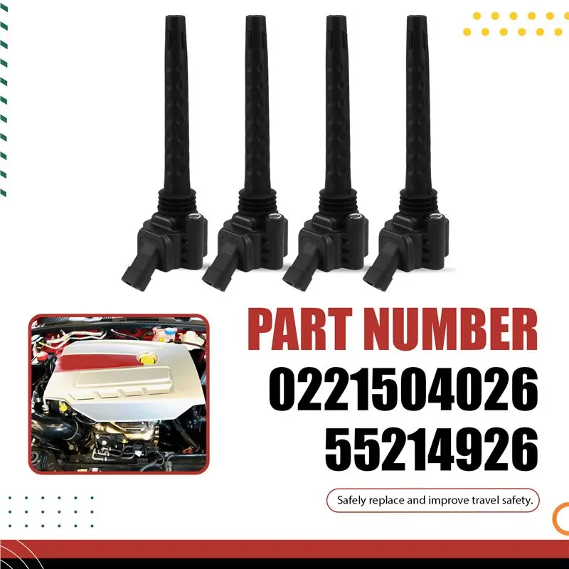 Фото Комплект из 4 катушек зажигания A85E для LANCIA DELTA GIULIETTA 1.8 Tbi T Bi, для ALFA ROMEO 159 4C SPIDER BRERA 2009-2020, артикулы 0221504026, 55214926 №3