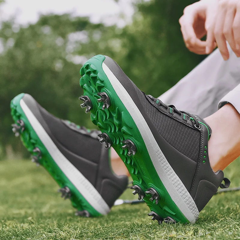 Дышащие туфли для гольфа из микрофибры мужчин кожаный верх большого размера