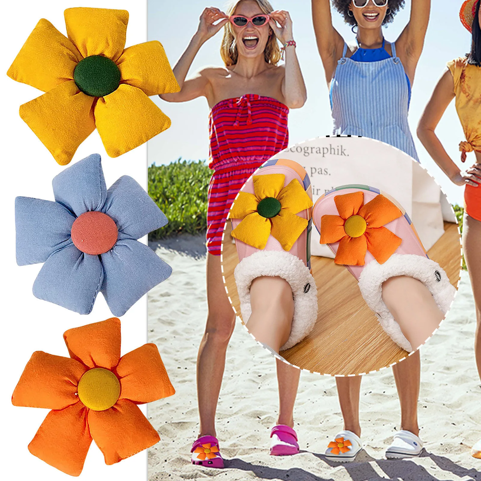 

Подвеска для обуви с тканевым цветком и отверстиями, украшение для обуви, Пряжка для обуви, аксессуар «сделай сам», модный тренд, Мультяшные ...