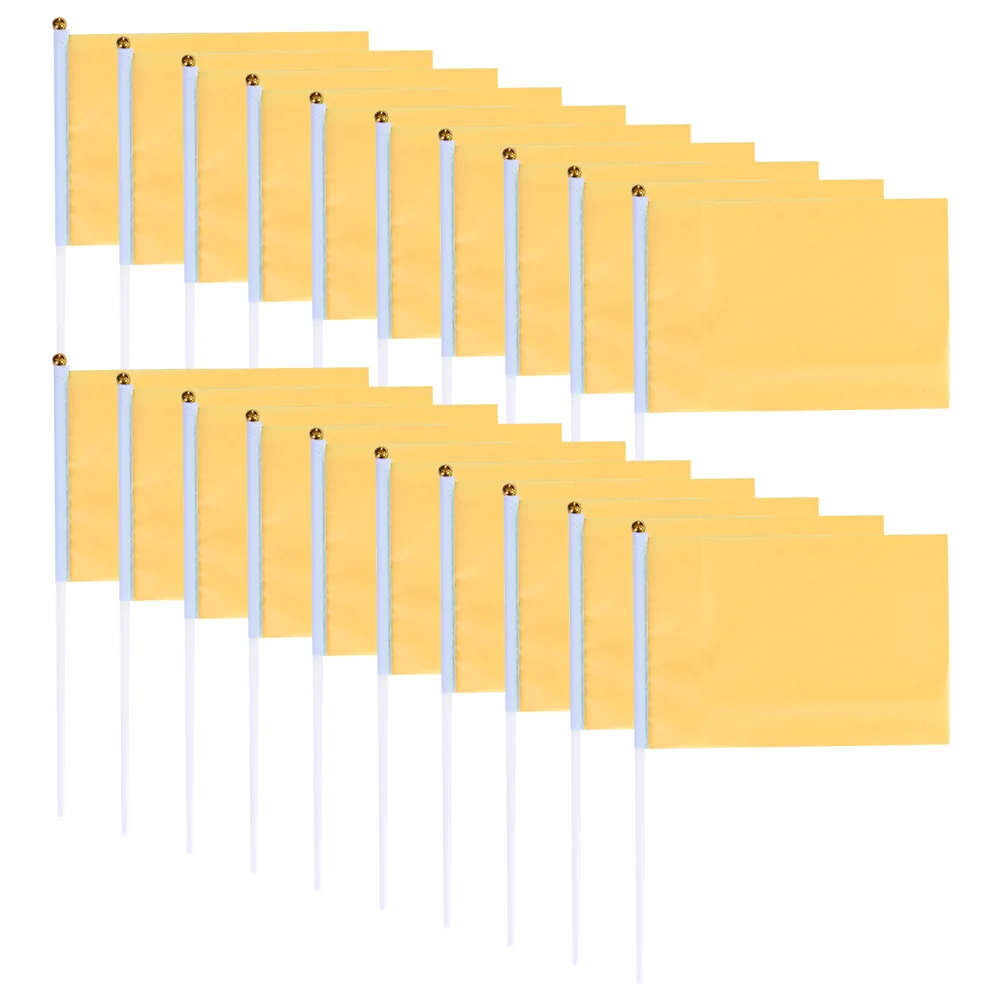 

100pcs Handheld Square Flags Solid Color Mini Flag Party Supplies Party Celebration Flags (Yellow)