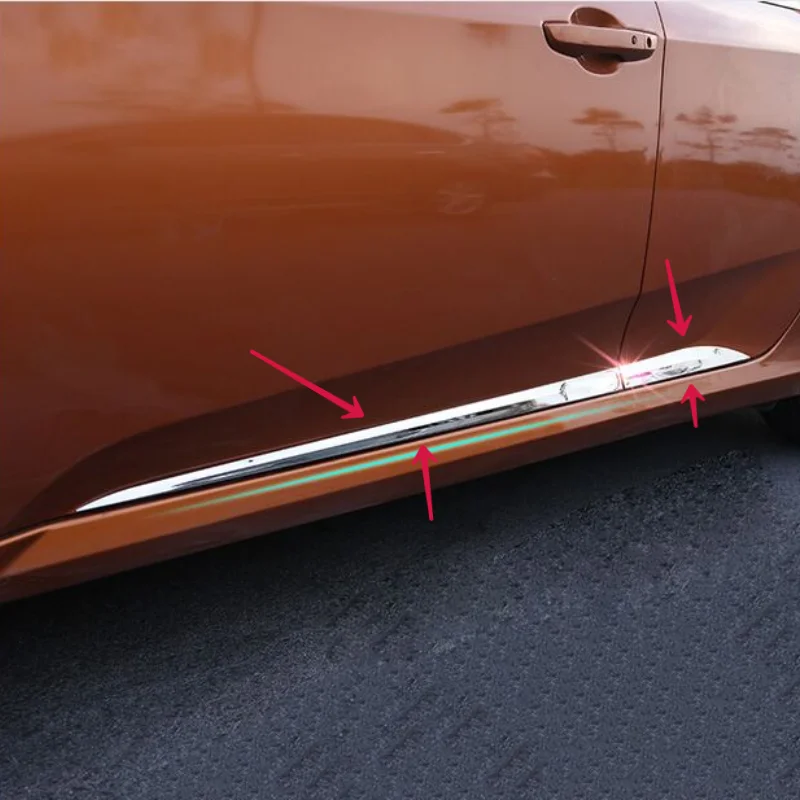 

4 шт., хромированные накладки на дверь и боковую линию для HONDA CIVIC 2016 2017