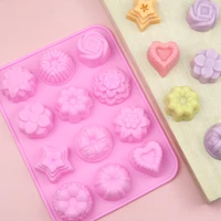 wedding 12 flowers form for muffin silikon bakeware rubber baking chocolate silicon mould jelly sugar candy kitchen accessories