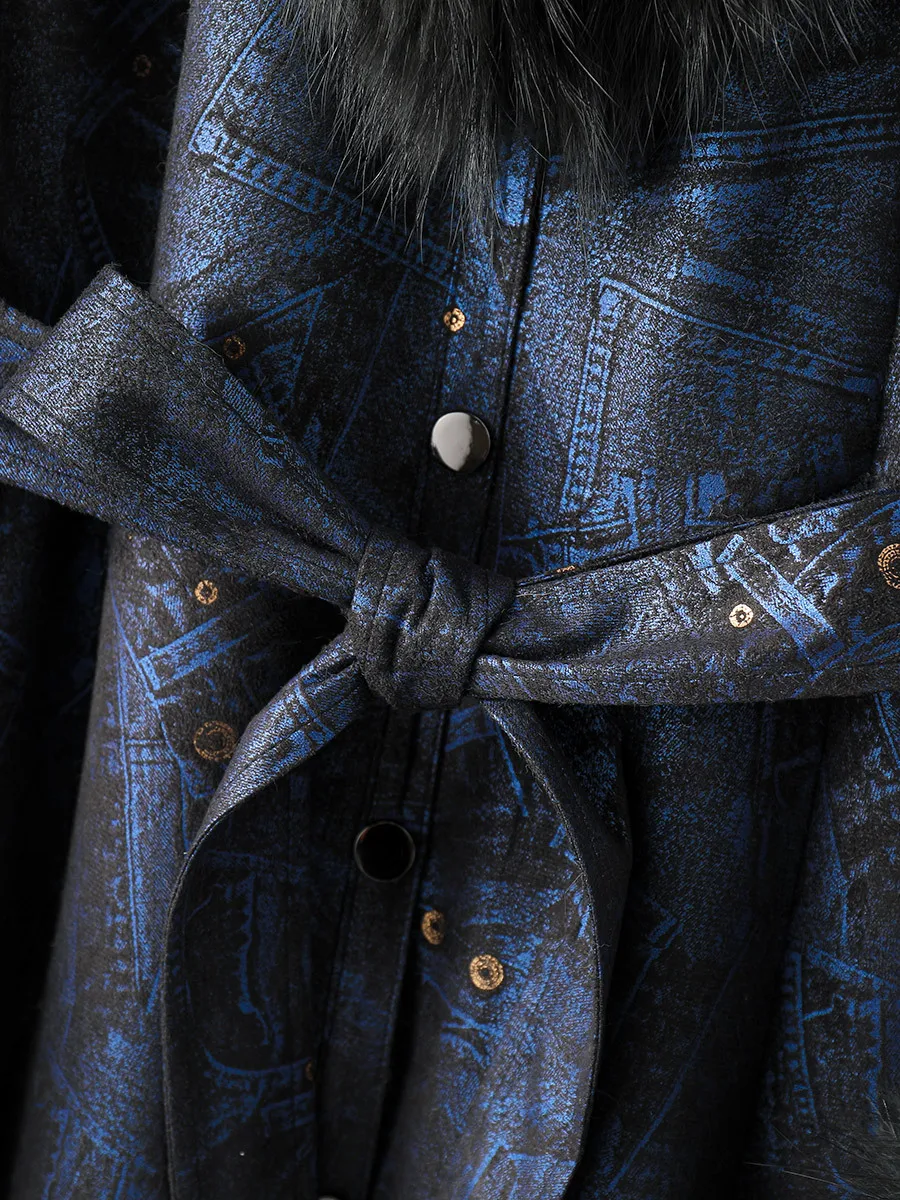 Rabbit Fur Coat 2022 Winter New Lacing Slim Raccoon Fur Coat Female Long