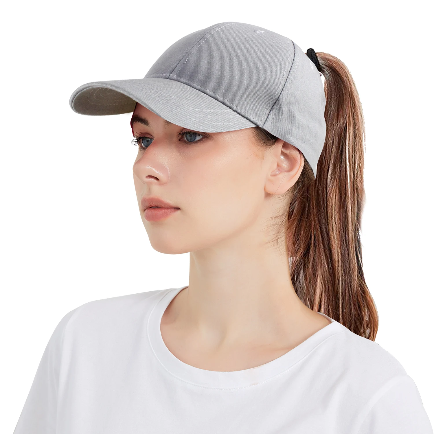 

KOFULL Criss Cross Ponytail Baseball Caps For Women High Quality Cotton Sunshade Bucket Messy Bun Snapback Hat Sports