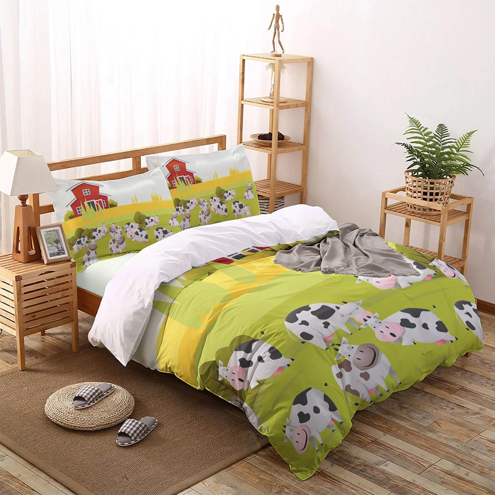 

Farm Meadow Cow Comforter Bedding Sets Bed Sheet Home Textile for Bedroom Pillowcase Duvet Cover Set