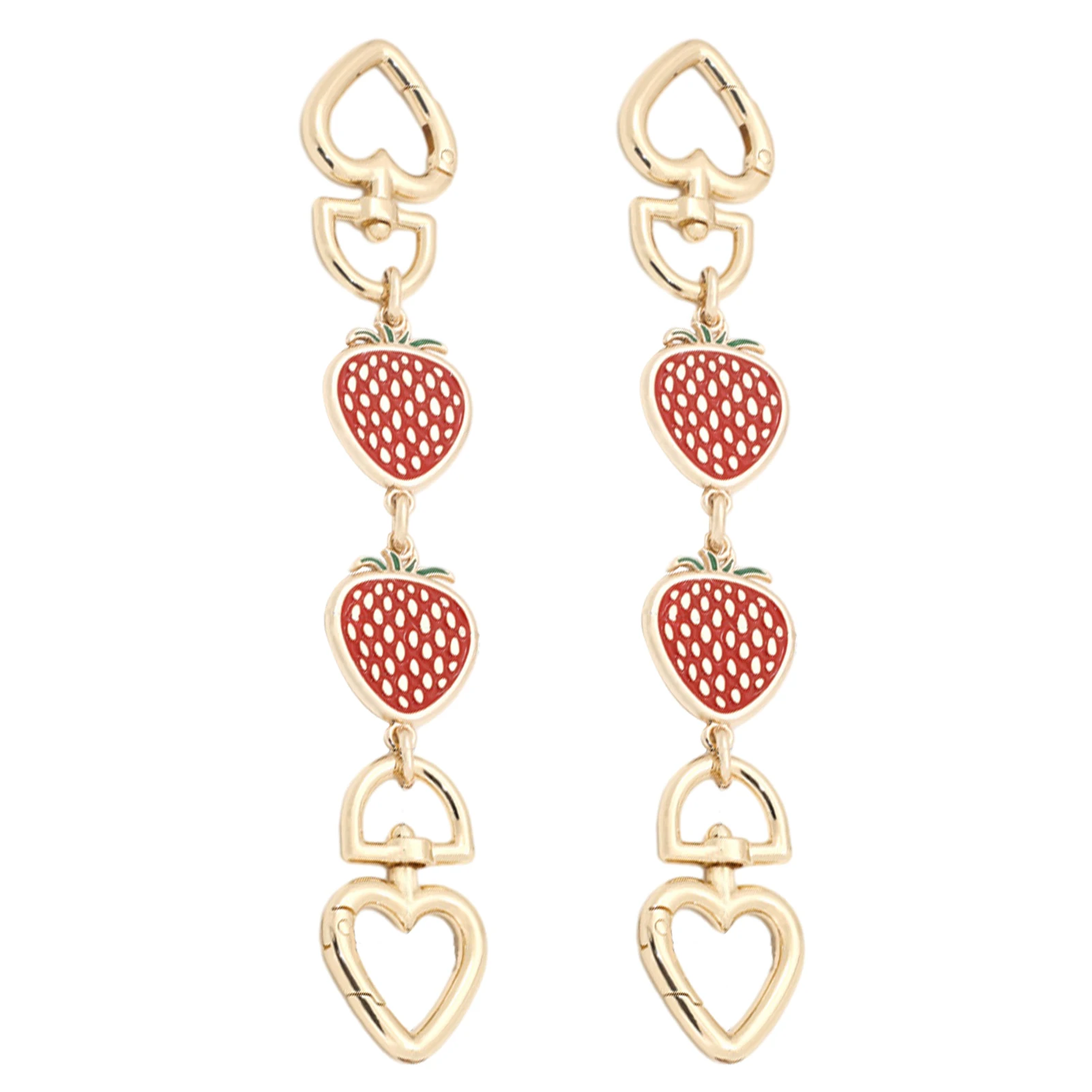 

2pcs Bag Decoration Purse Strap Extender 17cm Metal Chain Clutch Shoulder Charms Red Strawberry Replacement Handbags For Women