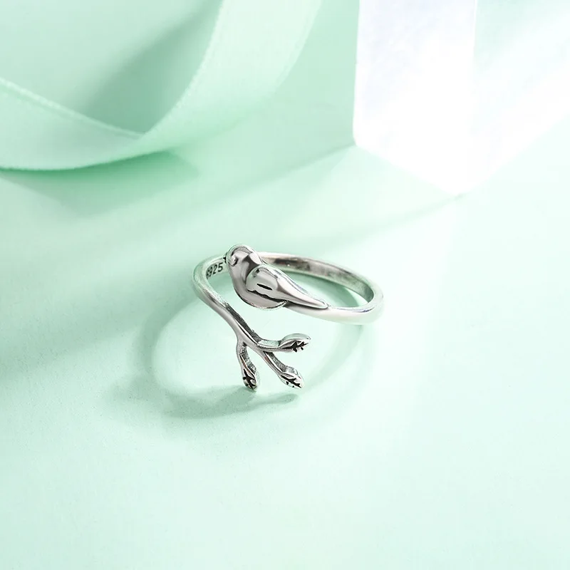 

925 Sterling Silver Branch Bird Open Rings For Women Teens Engagement Wedding Luxury Designer Jewelry Items With Free Shipping