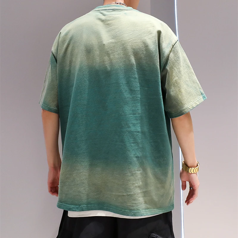 

Summer Korean Trendy Hip Hop Tie Dyed Oversize T Shirt Men Clothing Streetwear Sport Short Sleeve Tee Kpop Y2k Tops Male