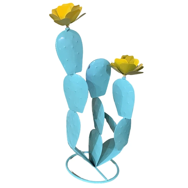 

Cactus Statue Desert Decor Metal Cactus With Flowers, Yard Art Gifts Metal Plant Decor