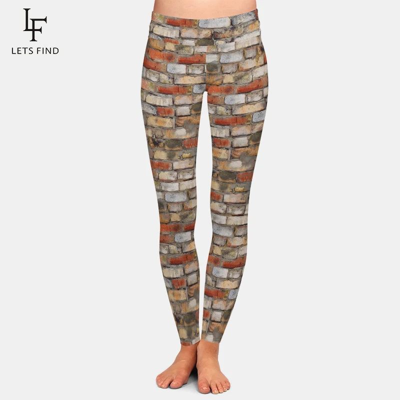 Women High Waist Leggings Fashion 3D Brick Printing High Quality Milk Silk  Fitness Leggings Woman Pants