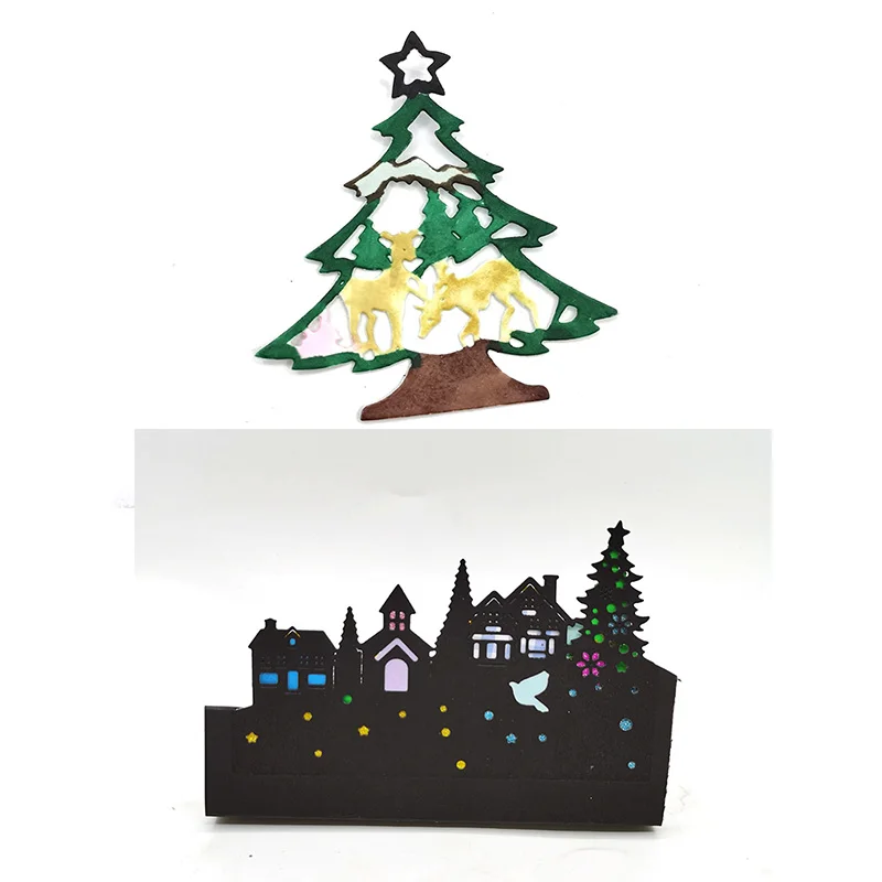 

Christmas Tree Snowflake Animal Deer Frame Metal Cutting Die Scrapbook Decoration Embossing Hand Die Cut Template