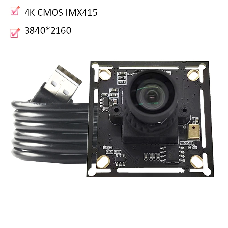 

3840*2160 4K HD CMOS IMX415 95 Degree USB 2.0 Camera Module With Digital Mic 30FPS MJPEG, YUY2