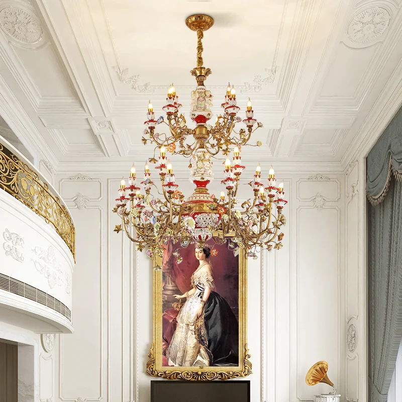 Французская вилла дуплексный отель большая полностью медная люстра элитная