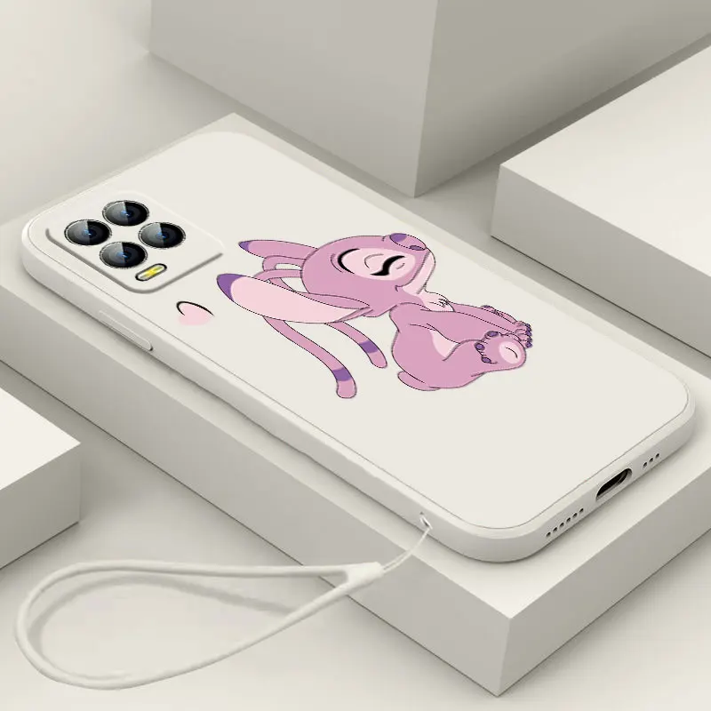 

Stitch Baby Disney Love Phone Case For OPPO Realme C2 C11 5 5i 6 6i 6S 7 7i 8 8i 9 9i Pro Liquid Rope Funda Cover Soft Back Capa