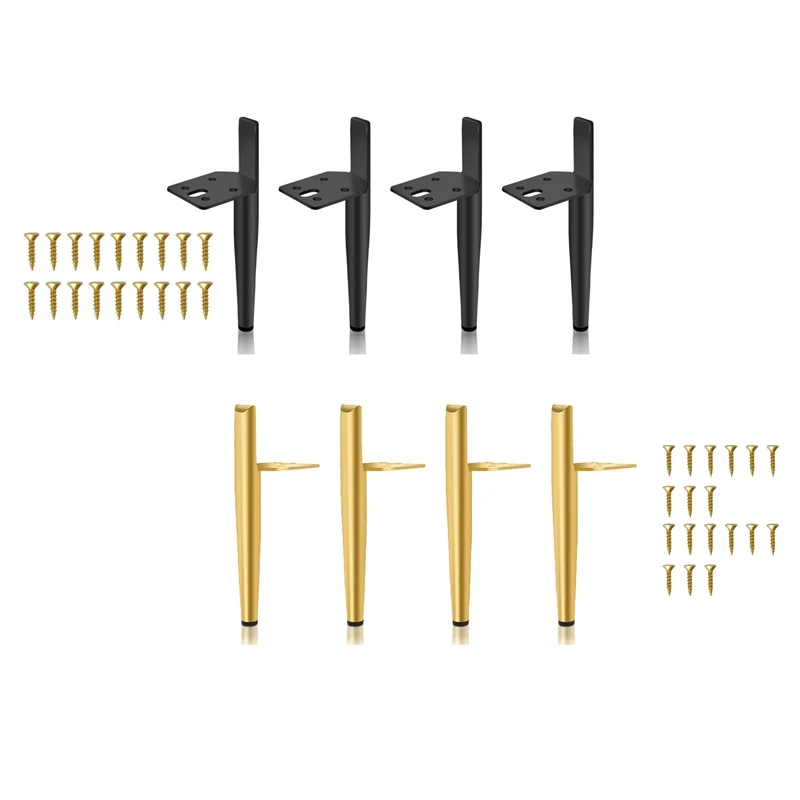 

4 Piece Gold Metal Table Legs Maximum Load 600 Kg Furniture Legs Sofa Foot Cabinet Feet Black