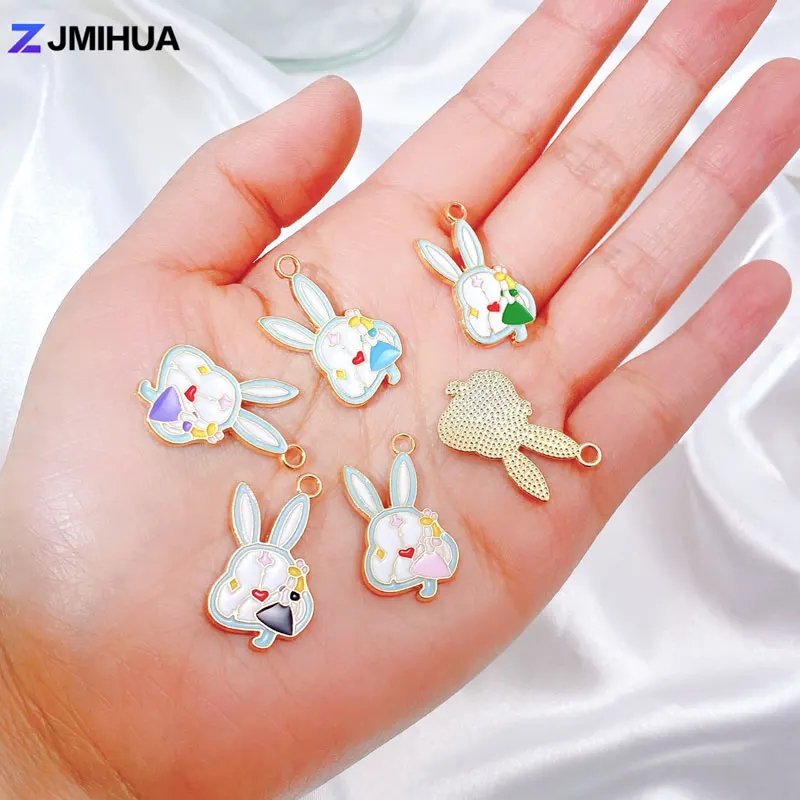 

10pcs/lot Enamel Rabbit Charms Cute Pendants For Jewelry Making Phones Earrings Necklaces Bracelets DIY Handmade Accessories