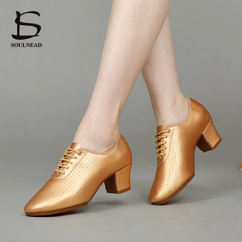 Women Latin Dance Shoes Jazz Dancing Shoes Woman Salsa Heels 5cm Microfiber Female Teachers Ballroom Shoes Ladies Dance Sneakers