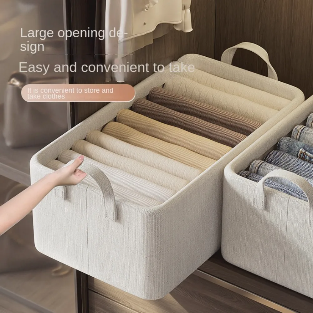 

Separation Clothing Storage Box Dividers Khaki/Grey Wardrobe Clothes Storage Box Fabric Art Organizing Container Multifunction