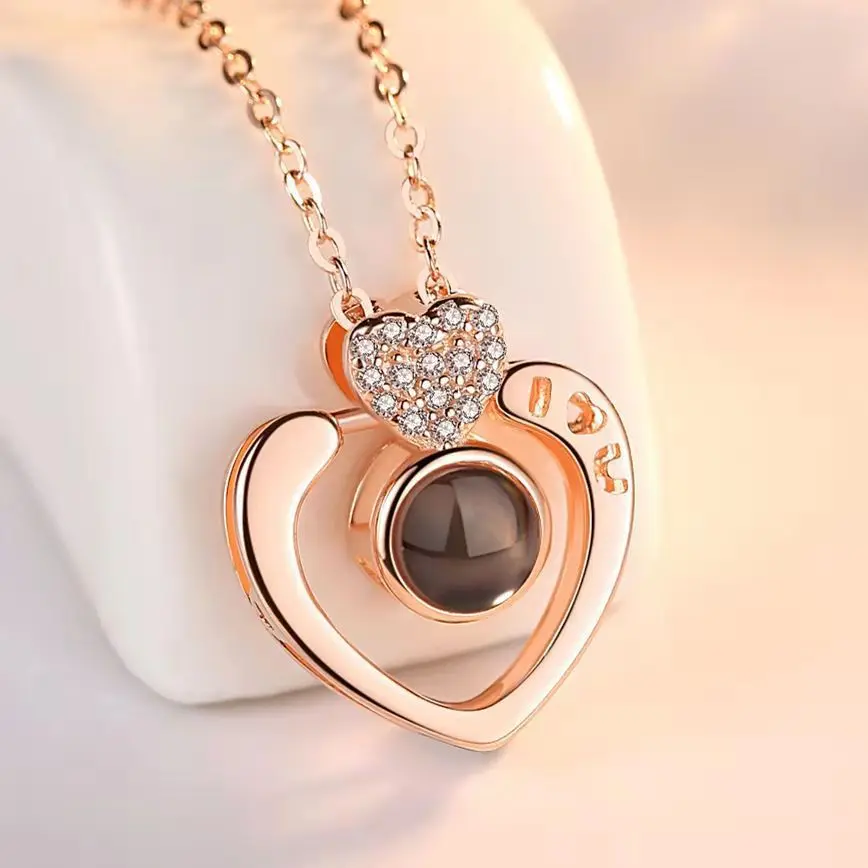 

2022Projection Necklace titanium steel pendant Valentine's Day Pendant necklace jewelry Christmas gift【60% off wholesale 10pcs】