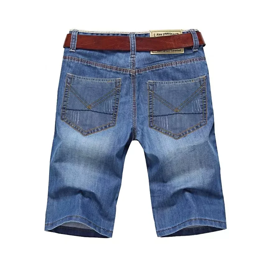 Summer Thin Shorts Jeans Good Quality Men Cotton Straight Jeans Shorts Male Blue Casual Jeans Size 40 Blue Denim Shorts