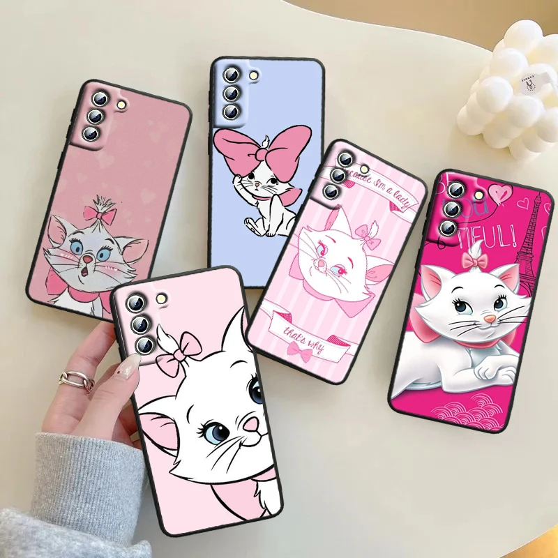 

Cute Disney Mary Cat For Samsung Galaxy S23 S22 S21 S20 S10 S9 Ultra Plus Pro 4G 5G silicone Soft Black Phone Case