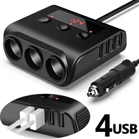 12 24v car cigarette lighter socket splitter car auto charger with onoff switch 4 ports usb charger for gps mobile phone new