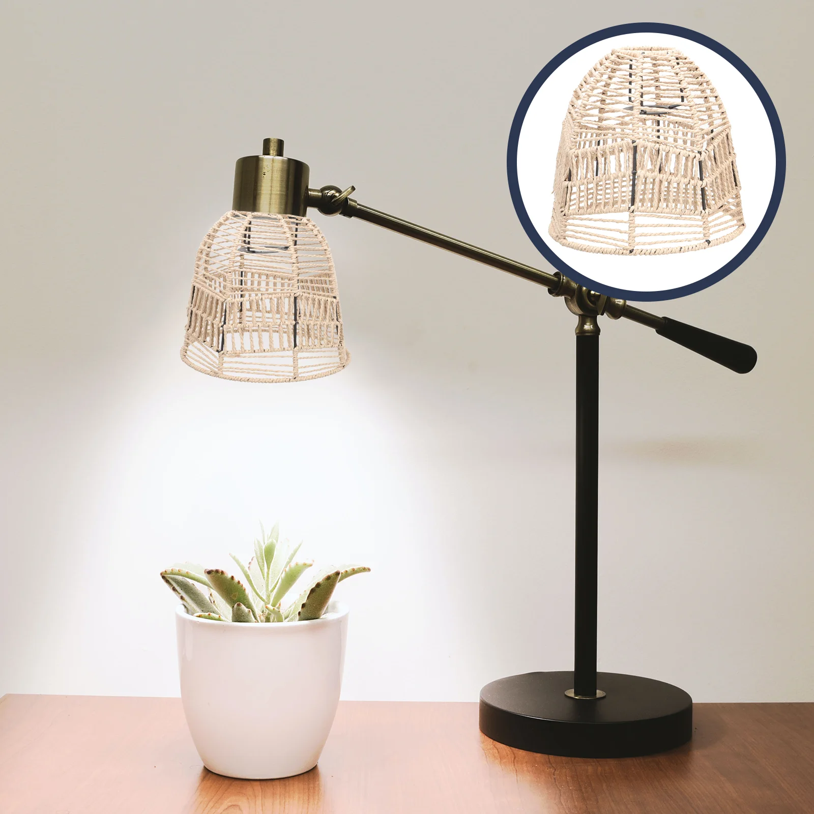 

Paper Rope Lampshade Retro Chinese Style Cover Light Reusable Small Chandelier Shell