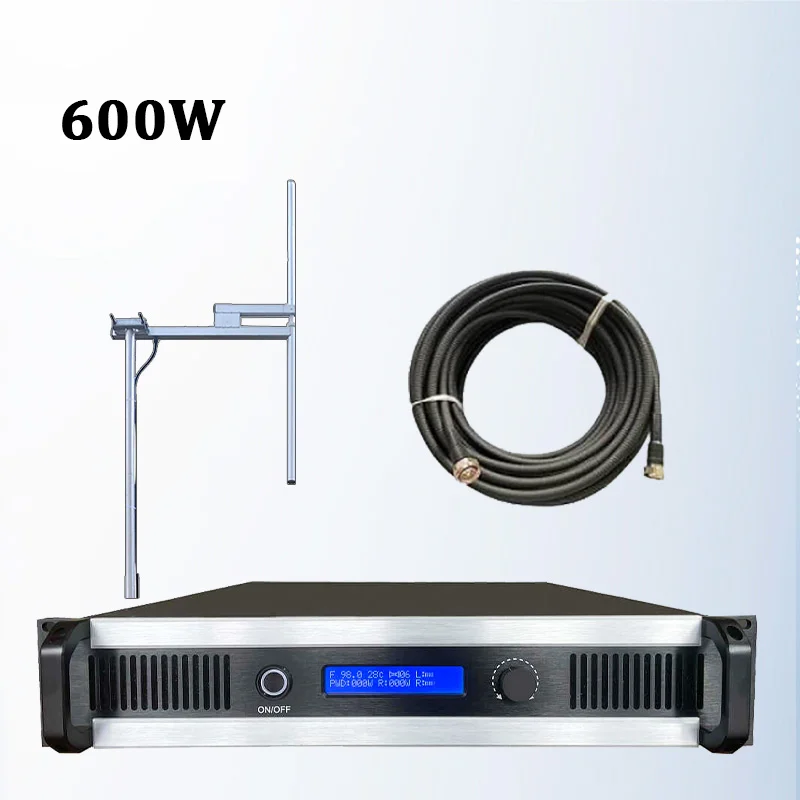 

600W FM Broadcast Transmitter With Cable and Antenna Kit for 87.5-108mhz Radio Station