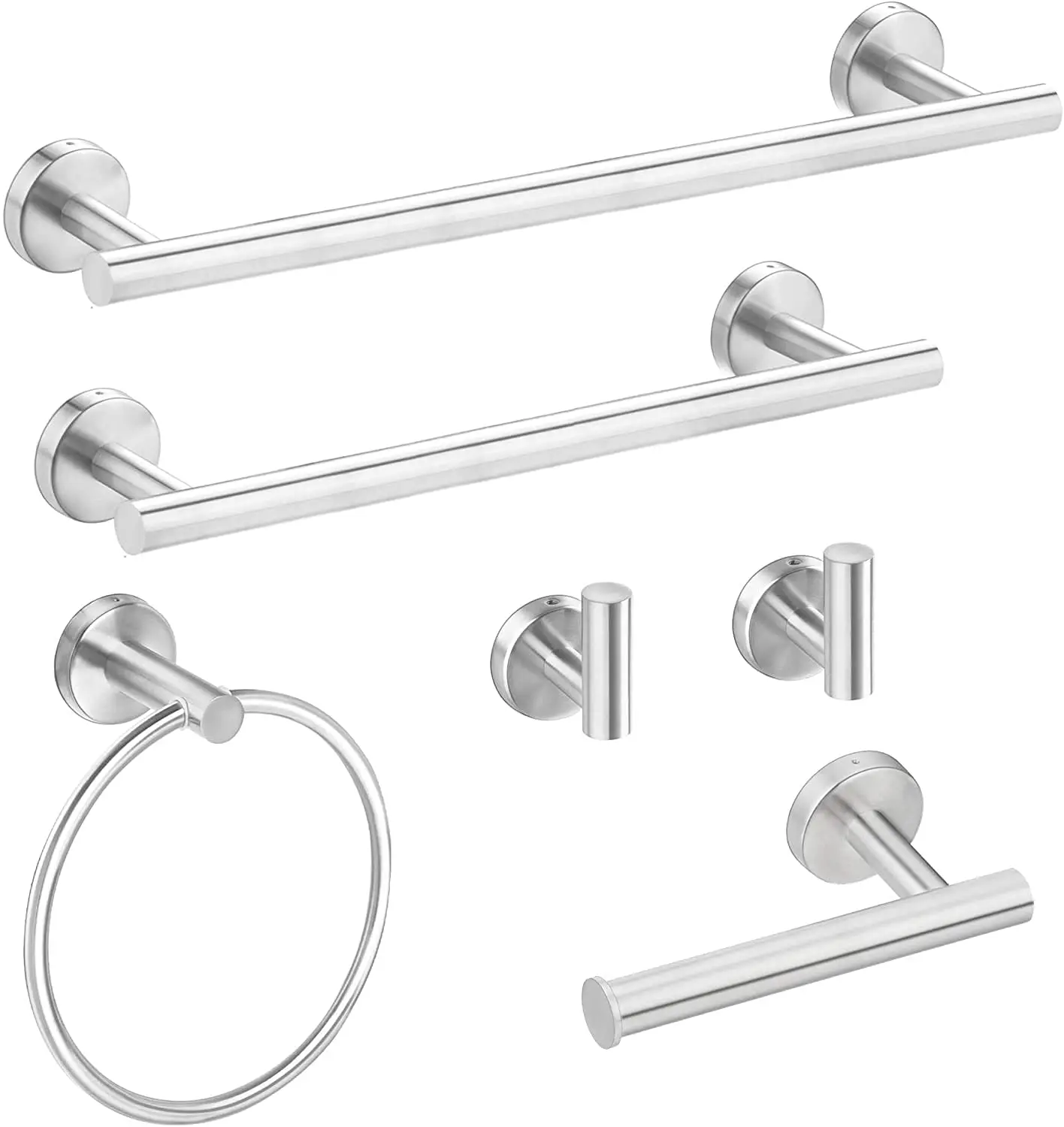 

Towel Bar Toilet Paper Holder Towel Ring 2 Hooks SUS304 Stainless Steel Heavy Duty 6-Piece Matte Black Bath Accessories