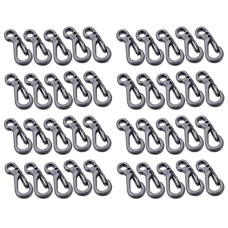 

40PCS/Mini Spring Backpack Clasps Climbing Carabiners EDC Keychain Camping Bottle Hooks Survival Gear - Grey