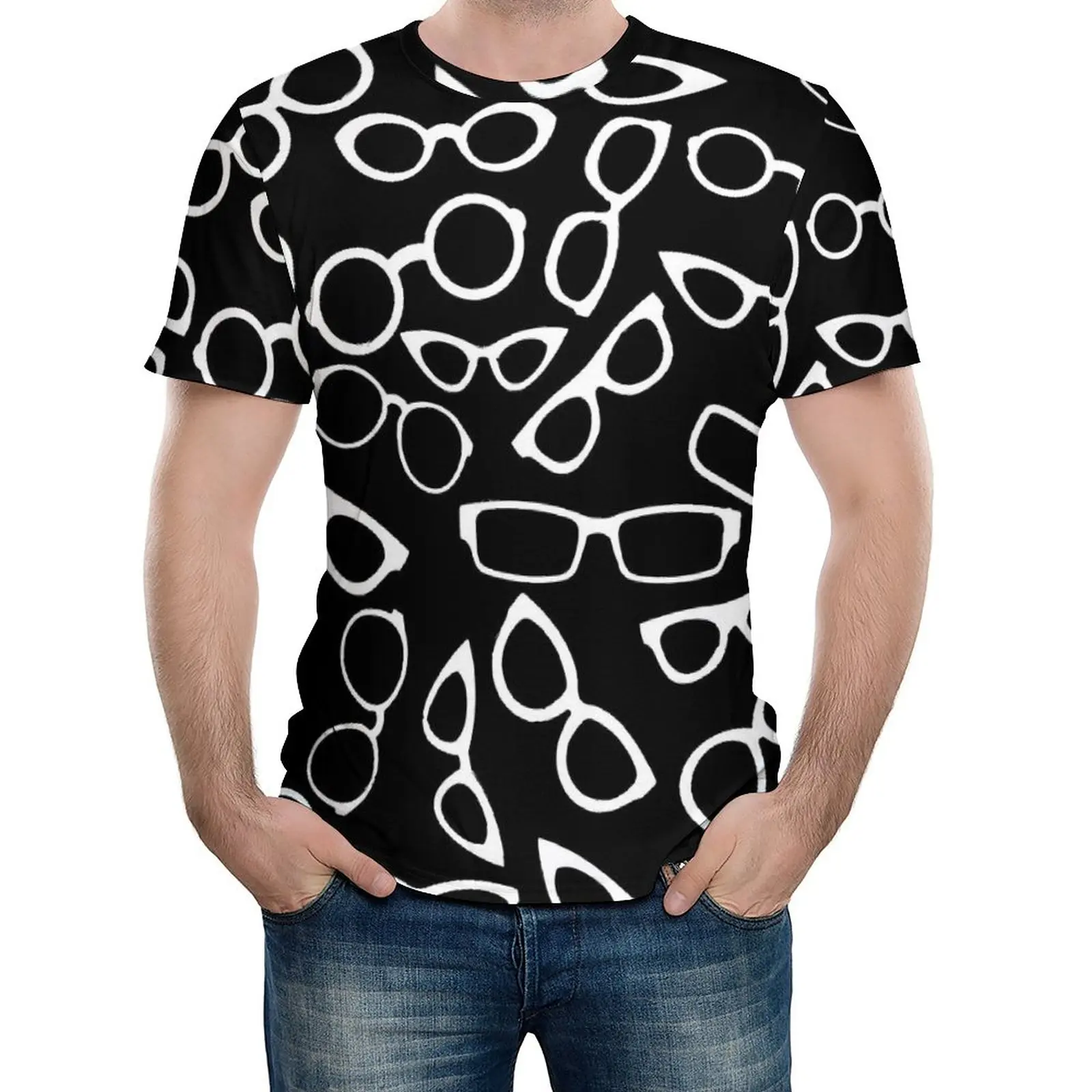 

Glasses T Shirt Various Shaped Eyeglasses Popular T Shirts Man Fun Tee Shirt Premium Short-Sleeved Design Clothing Large Size