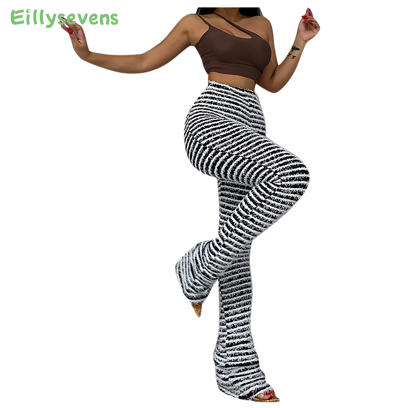 Spring New Sexy Trousers Women's Fashion Striped Slim High Waist Small Foot Pants Street Casual Clothing Women Trouser