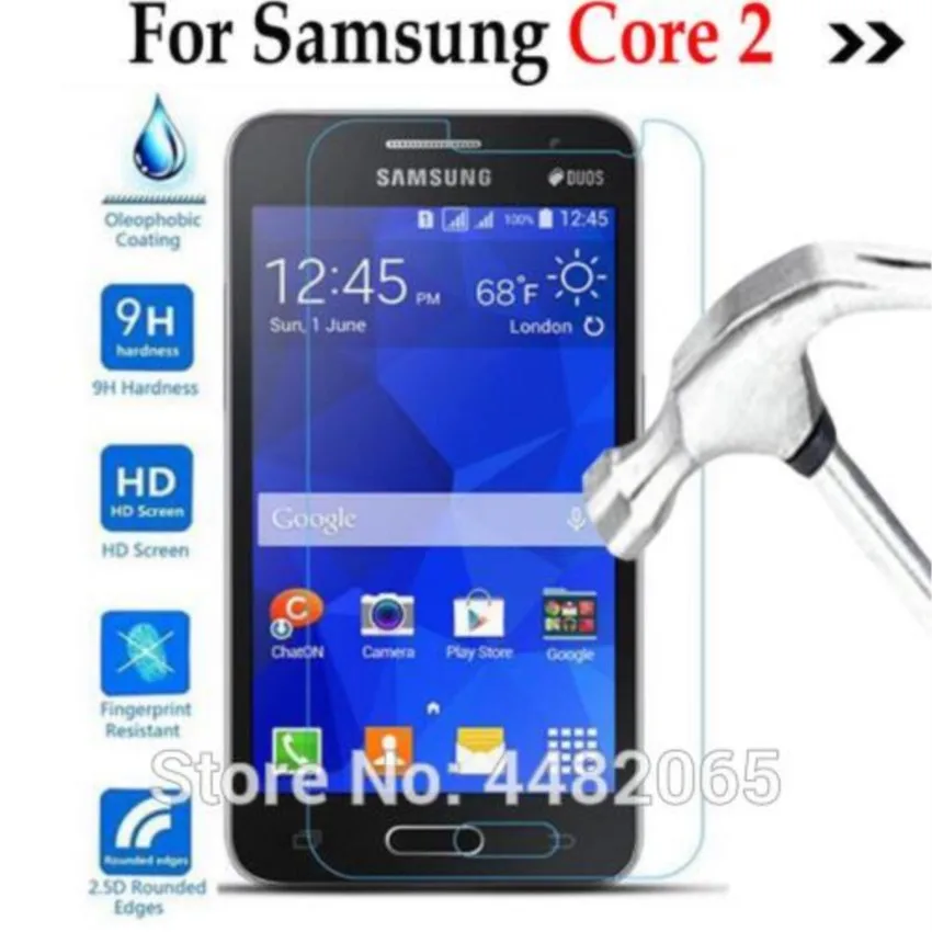 2 шт. крышка из закаленного стекла core2 прозрачная для samsung galaxy core ii dous sm-g355h g355 g3559