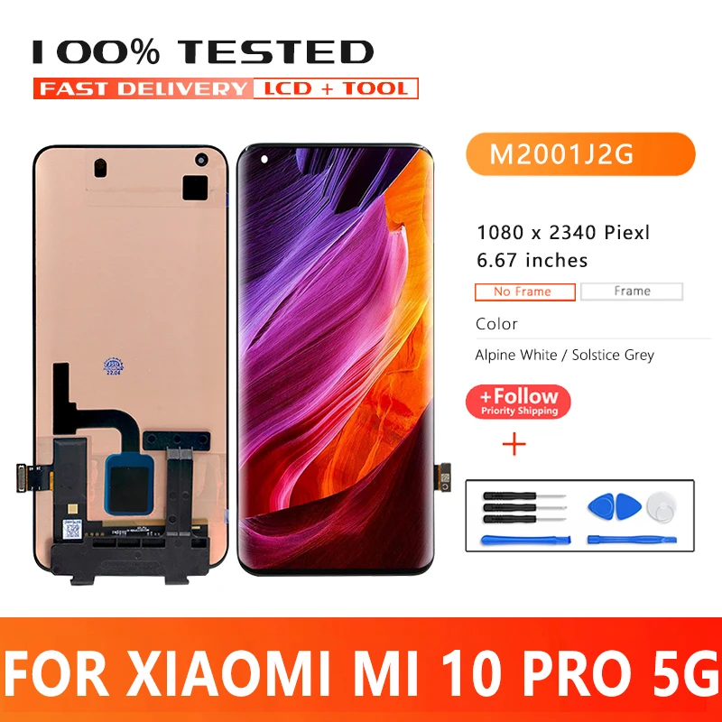 

ЖК-дисплей 6,67 дюйма премиум качества для Xiaomi Mi10 Pro 5G экран дисплей + сенсорный экран дигитайзер для Mi10 Pro 5G LCD запасные части