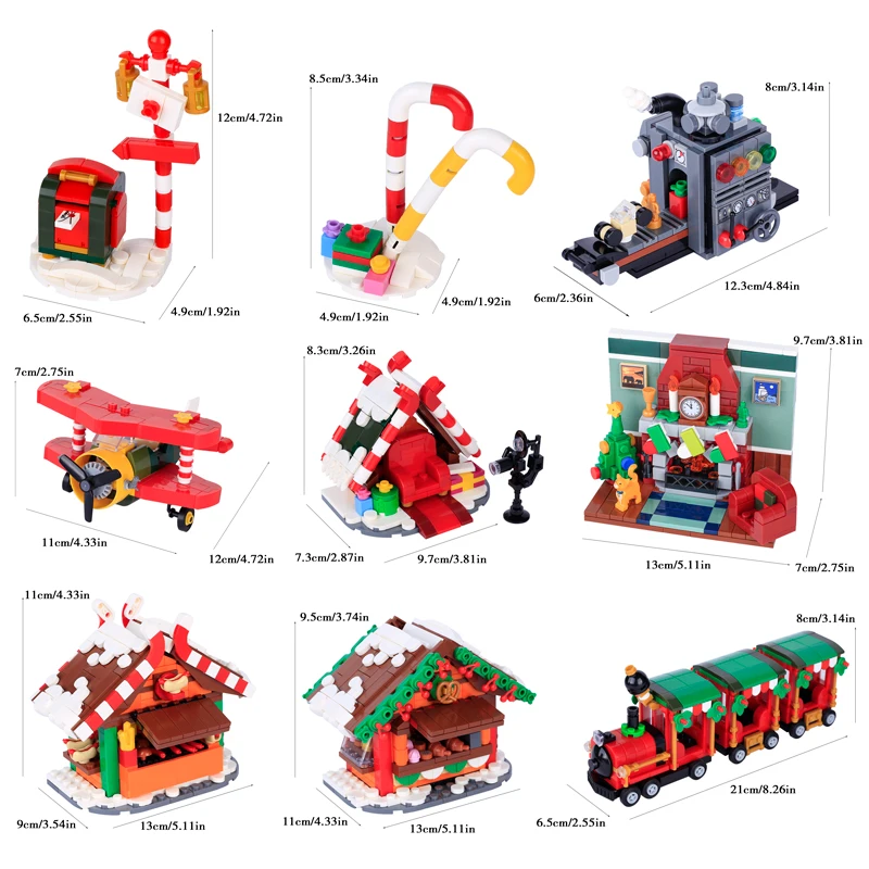 MOC город Рождественская сцена печатные строительные блоки Снежный дом церковный