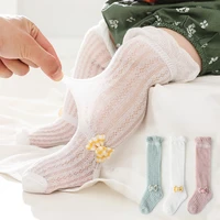 thin mesh breathable children girls long tube socks over the knee newborn baby stockings lovely lace bowknot princess sock