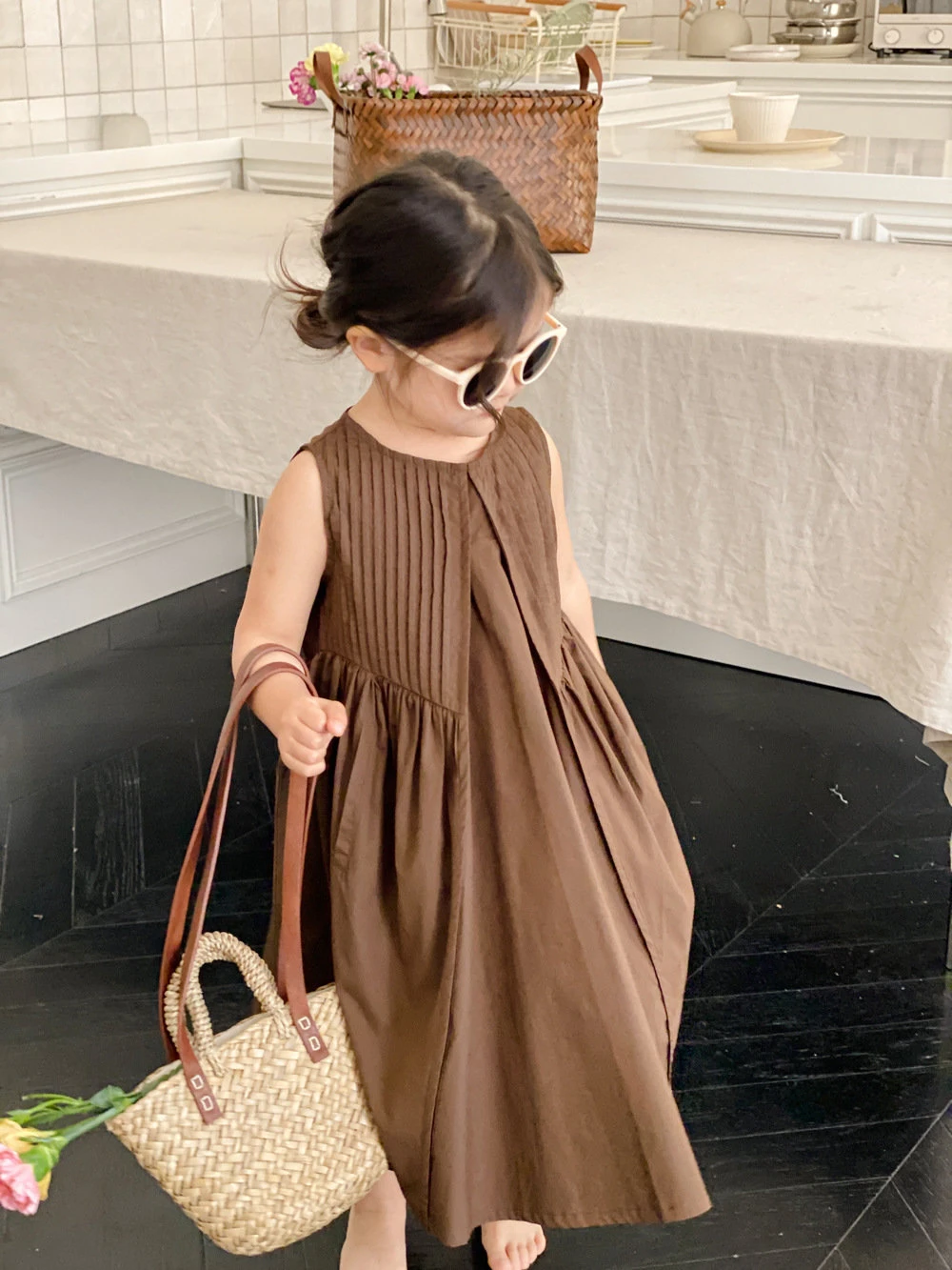 

Детское плиссированное платье без рукавов, на весну/лето