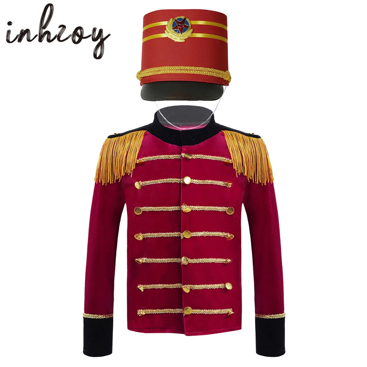 America Drum Costume Kids Girls Boys British Royal Guard Costume Queen Prince Guard Military Uniform Dress Up Marching Band Suit