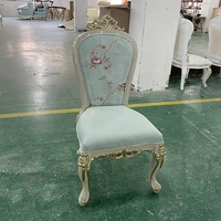 european style dining chair embroidery cloth art soft bag chair dressing table chair back solid wood carving household