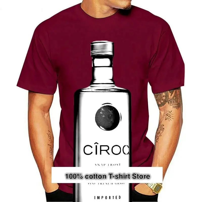 Camiseta de aspecto de dibujos animados de marcas de botella de Alcohol de Vodka Ciroc