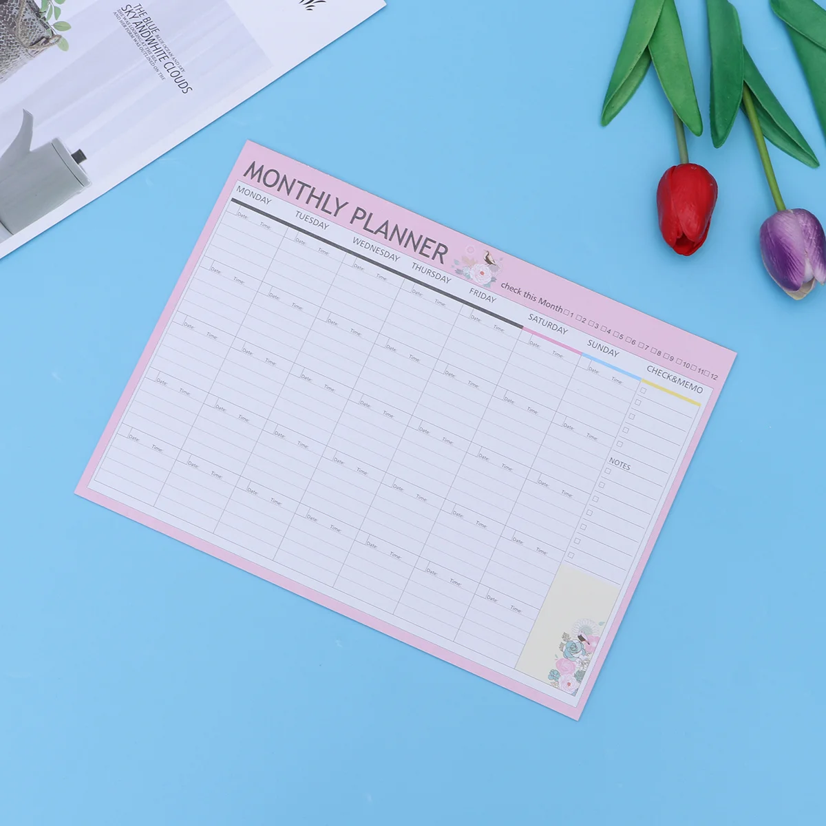 

20 Sheets Monthly Planner Calendar Schedule Organizer Agenda Schedule Organizer Notebook(Pink Green Mixed)