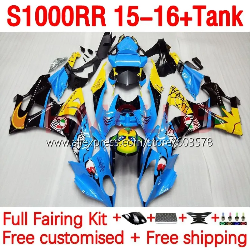 

+ Корпус бака OEM для BMW S1000 RR S 1000 RR CC 1000RR S1000RR 15 16 S1000-RR 2015 2016 инъекция акулы комплект синих обтекателей 170No.2