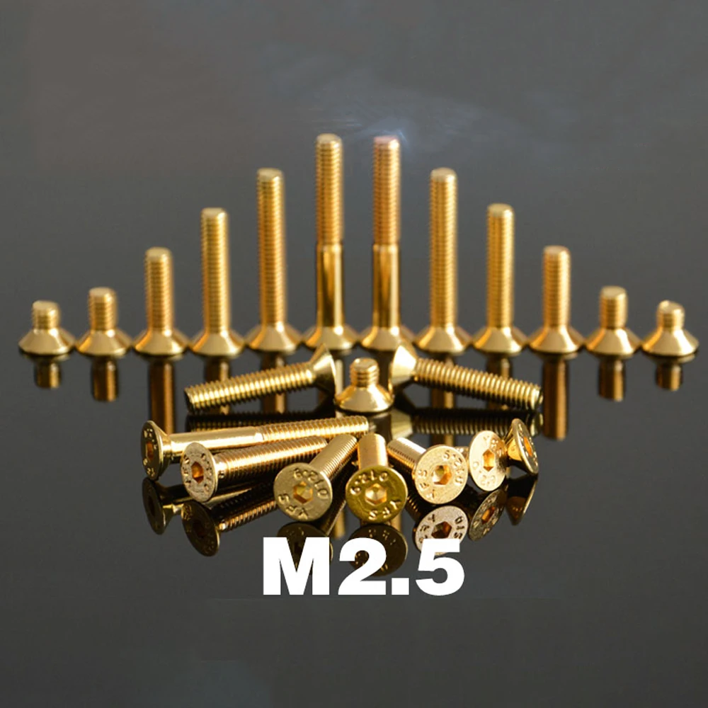 

Винт с шестигранной головкой, M2.5, x6/8/10/12/14 мм, золотистый, из легированной стали класса 12, 9, DIN7991 для самостоятельной сборки модели автомобиля,...
