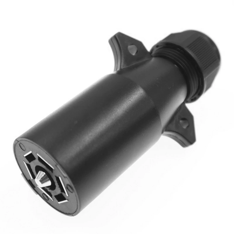 

7 Pin Trailer Side Replacement Plug Adapter Waterproof 7 Way Round RV-Style Trailer Connector