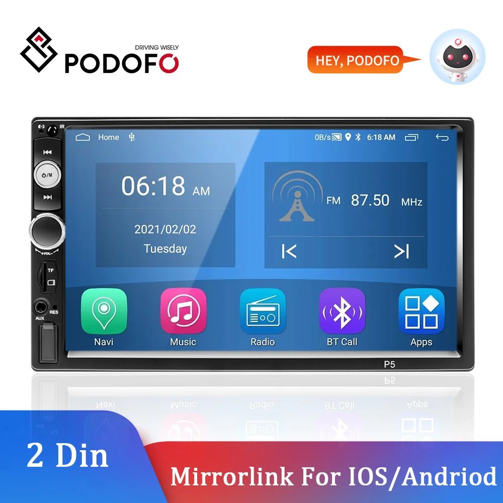 Podofo 2 din автомобильное радио 7 дюймов сенсорный экран автомобильный стерео